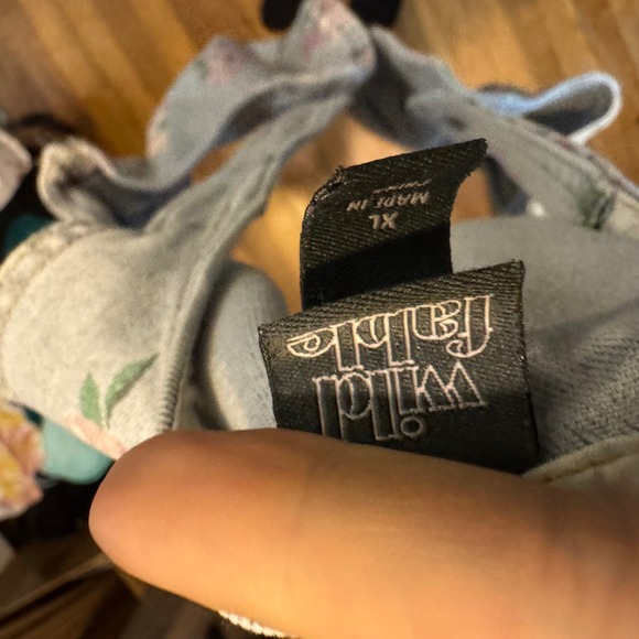 Wild Fable Womens Y2k Boho Light Wash Floral Print Denim Cropped Top Blue XL - Picture 5 of 6